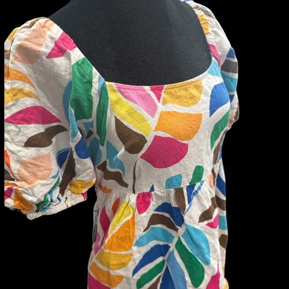 Tabitha Brown Rainbow Botanical Mini Dress with Puff Sleeves - Picture 2 of 5